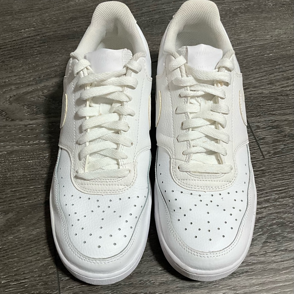 Nike Court Vision Next Nature Mens Sneakers Shoes 10 Triple White Leather(#01
